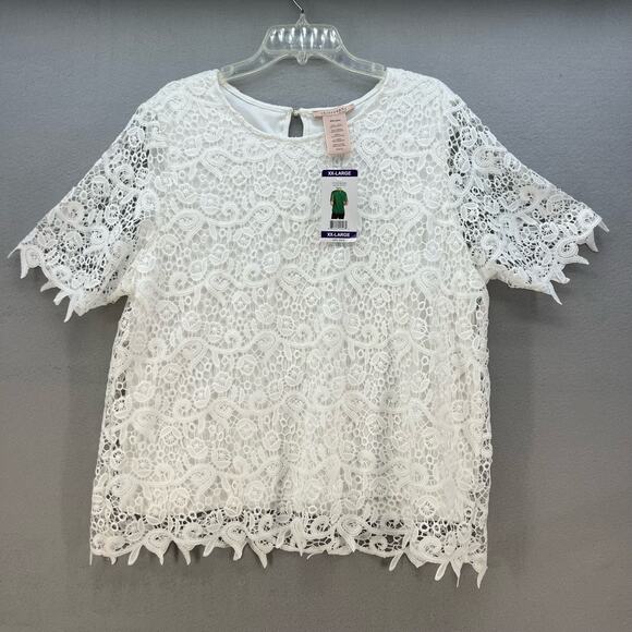 Philosophy Tops - NWT Philosophy Top Women's XXL White Lace Crochet Look Lined Feminine